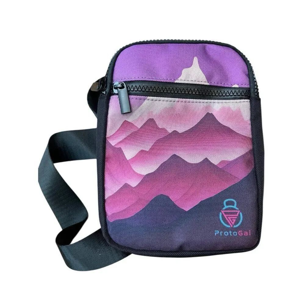 Exercise Mini CrossbodyโCanvas Bag Purple Mountains Running Pouch Cell Phone NWT